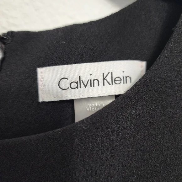 Calvin Klein A-Line Mesh Stripe Black Dress Size 4 - Picture 7 of 10